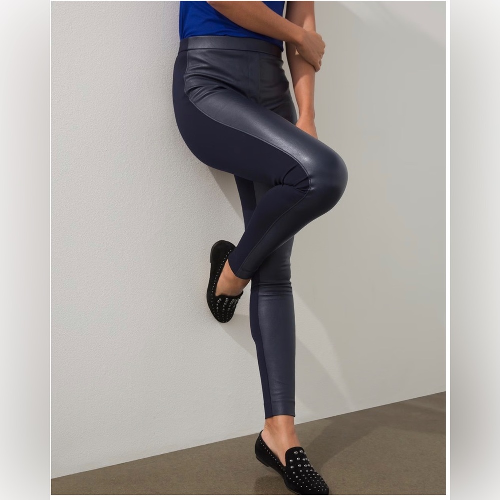 Chico’s women Leather front ponte‎ back fashion pants size 0